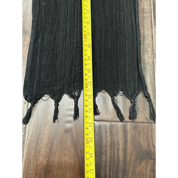 Echo Black Knit Scarf With Fringe - Picture 7 of 8